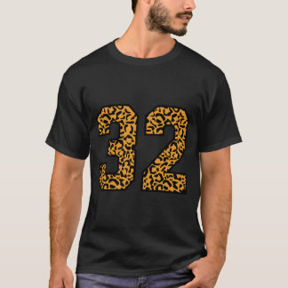 32 Nummern Leopard zweiunddreißig Mannschaftssport T-Shirt