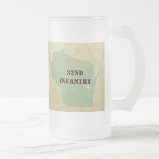 32. Pfeil-Brigaden-Militär Infanterie-Wisconsins Mattglas Bierglas (Rechts)