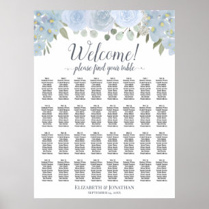 32-Tisch-Staubblau-Boho-Chic-Floral-Sitzplan Poster