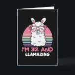32 Year Old Bday Llamazing 32nd Birthday Llama Karte<br><div class="desc">Retro Vintage Style Birthday Gift Design Perfect To Pair With Shorts,  Leggings Or Jeans For A Casual Yet Trendy Look. Humorous Funny Humor Birthday Gift Outfit For Family Member,  Loved One Or Yourself. Matches Loads Of Clothes. GET YOURS TODAY!</div>