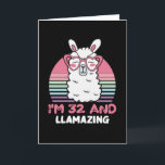 32 Year Old Bday Llamazing 32nd Birthday Llama Karte<br><div class="desc">Retro Vintage Style Birthday Gift Design Perfect To Pair With Shorts,  Leggings Or Jeans For A Casual Yet Trendy Look. Humorous Funny Humor Birthday Gift Outfit For Family Member,  Loved One Or Yourself. Matches Loads Of Clothes. GET YOURS TODAY!</div>