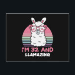 32 Year Old Bday Llamazing 32nd Birthday Llama Postkarte<br><div class="desc">Retro Vintage Style Birthday Gift Design Perfect To Pair With Shorts,  Leggings Or Jeans For A Casual Yet Trendy Look. Humorous Funny Humor Birthday Gift Outfit For Family Member,  Loved One Or Yourself. Matches Loads Of Clothes. GET YOURS TODAY!</div>