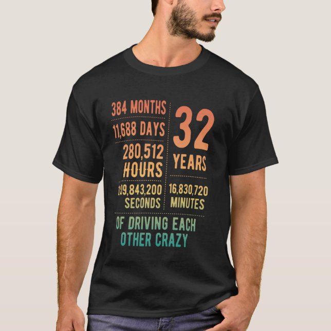 32 Years Married Funny 32nd Wedding Anniversary T-Shirt (Vorderseite)