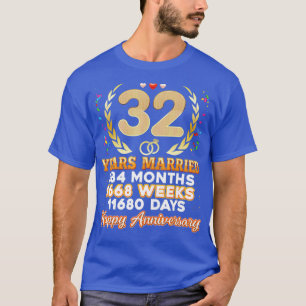 32 Years Married Happy 32nd Wedding Anniversary Co T-Shirt