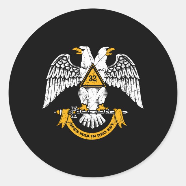 32nd Grad Masonic Scottish Rite Wings Down Fathe Runder Aufkleber (Vorderseite)