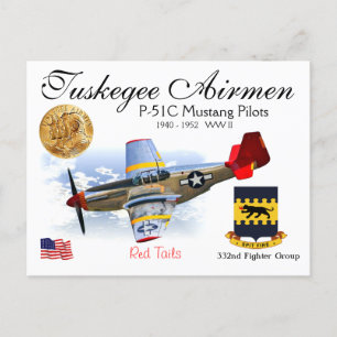332. Kämpfer Sq.-P-51C Mustang Fighter Squadron Postkarte