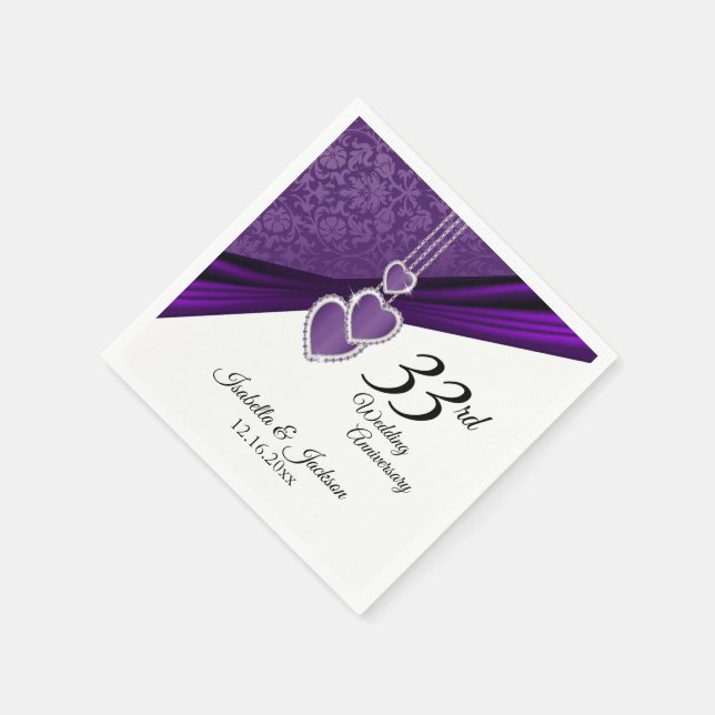 33./47. Jahrestag der Hochzeit von Amethyst Serviette (Ecke)
