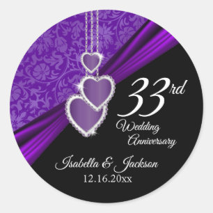 33. Amethyst Wedding Anniversary Design Runder Aufkleber