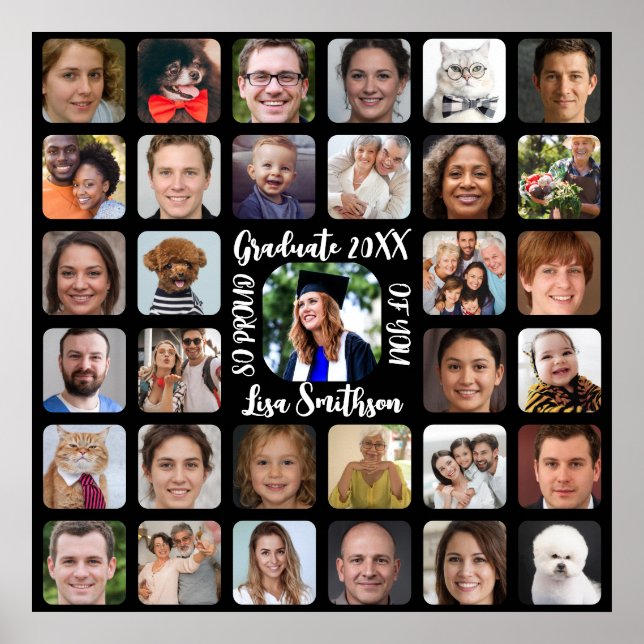 33 Fotos für die Personalisierung des Graduationsp Poster (Vorne)