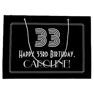 33. Geburtstag — Art Deco Inspiriert Look "33" & N Große Geschenktüte