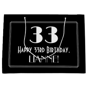 33. Geburtstag: Art Deco Inspiriert Stil "33", Nam Große Geschenktüte