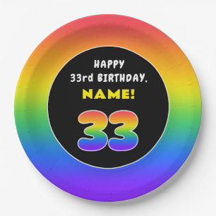 33. Geburtstag: Farbiger Regenbogen # 33, Individu Pappteller