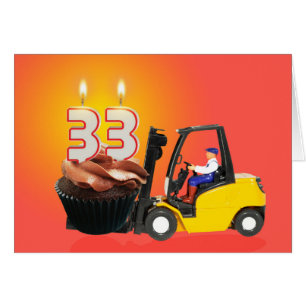 33. Geburtstag mit Cupcake, Candles und Gabelstapl
