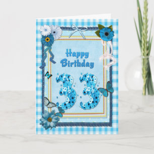 33. Geburtstag mit Scrapbook-Effekt Karte