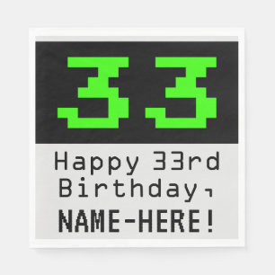 33. Geburtstag - Nerdy / Geeky Style "33" & Name Serviette