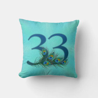 33. Geburtstag oder Jubiläum Pfauenfeder Kissen