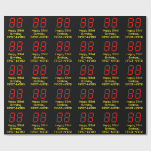 33. Geburtstag: Red Digital Clock Style "33" + Nam Geschenkpapier