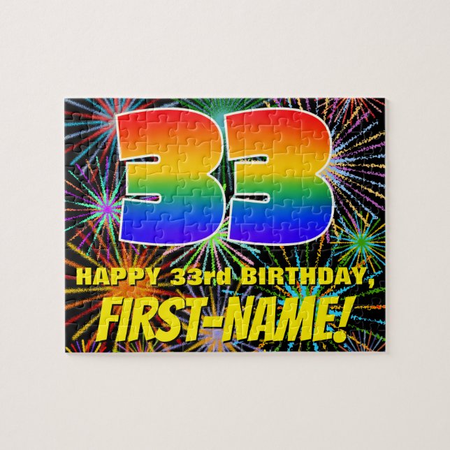 33. Geburtstag: Spaß, bunte feierliche Feuerwerke Puzzle (Horizontal)