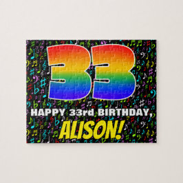 33. Geburtstag — Spaß, farbenfrohe Musiksymbole & Puzzle