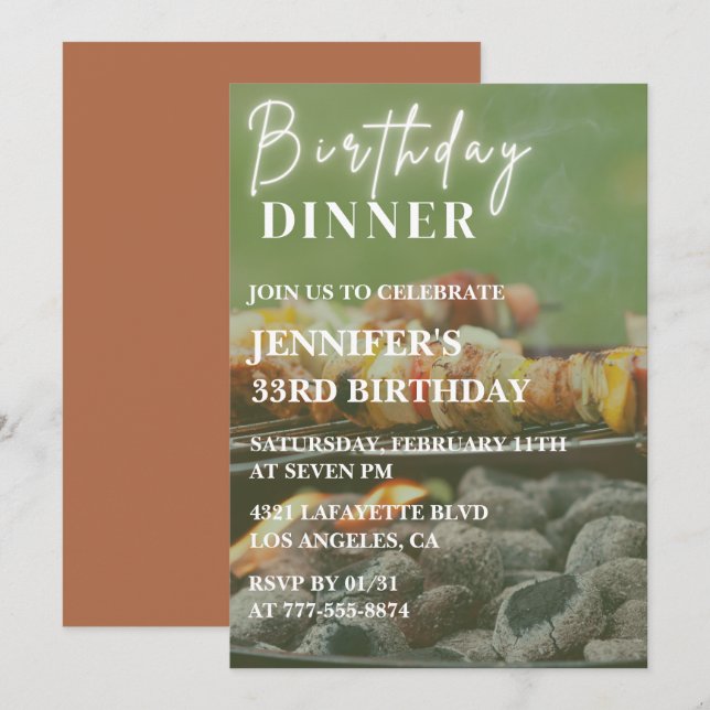 33. Geburtstagseinladungen Grillen Einladung (Vorne/Hinten)