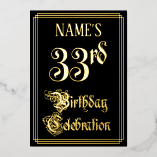 33. Geburtstagsfeier — Fancy Schrift & Benutzerdef Folieneinladung