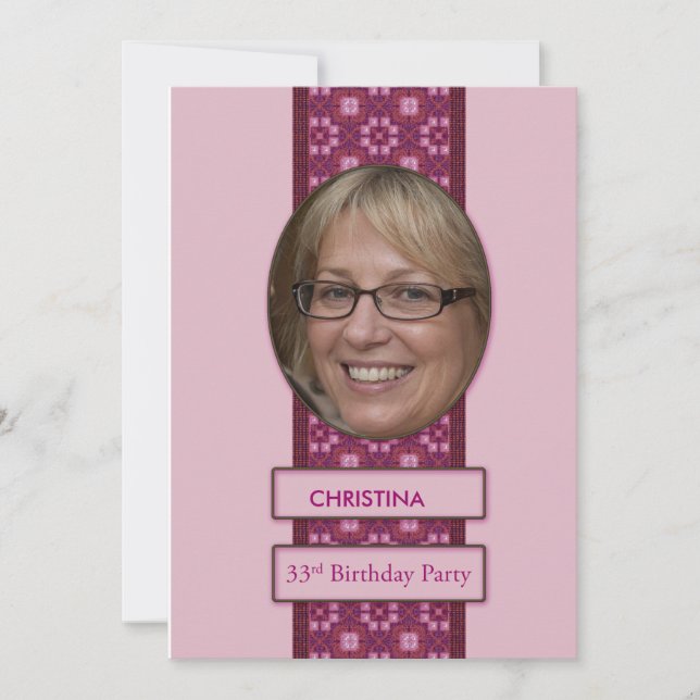 33. Geburtstagspartei Einladung Bild und Name (Vorderseite)