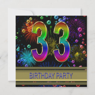 33. Geburtstagsparty Einladung mit Blasen