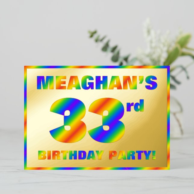 33. Geburtstagsparty — Spaß, Regenbogenspektrum "3 Folieneinladung (Stehend vorne)