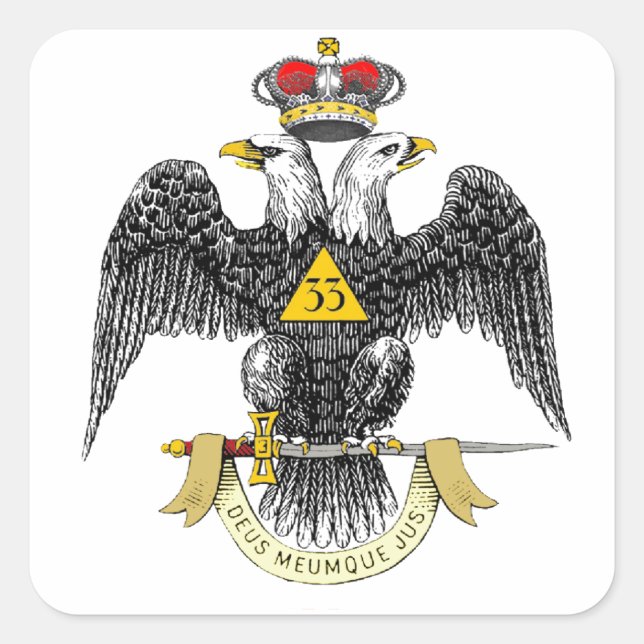 33. Grad-schottisches Ritus-Schwarzes Eagle Quadratischer Aufkleber (Vorderseite)