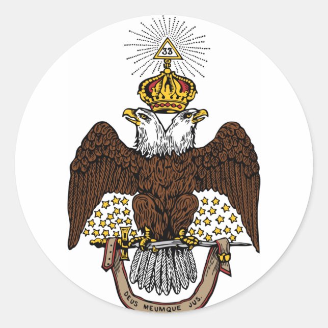 33. Grad Scottish Rite Brown Eagle Runder Aufkleber (Vorderseite)