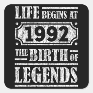 33 Jahre alt Geburtstag Legend 33. Geburtstagsgesc Quadratischer Aufkleber