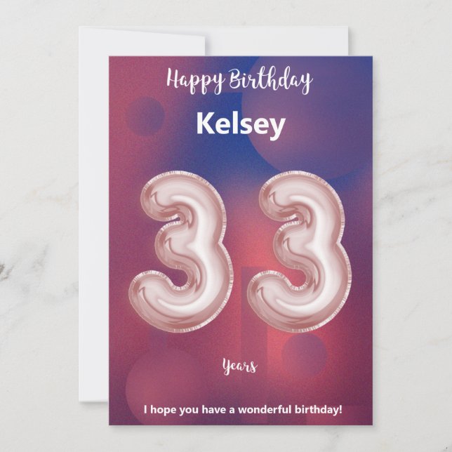 33 Jahre alte Happy Birthday Card (Vorderseite)