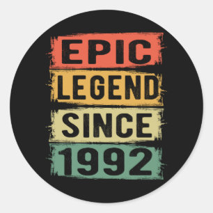 33 Jahre alter Tag Epic Legend 33. Geburtstagsgesc Runder Aufkleber