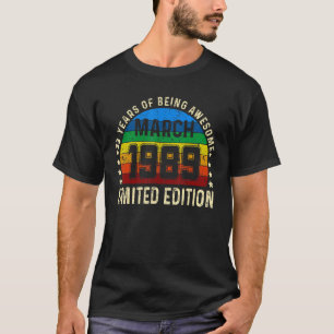33 Jahre alter Tag März 1989 33. Geburtstag T-Shirt