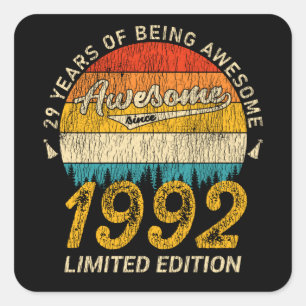33 Jahre altes Bday Retro Phantastisch 33. Geburts Quadratischer Aufkleber