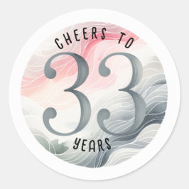 33 Jubiläum oder Geburtstag Wasserfarbe Runder Aufkleber