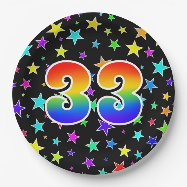 33. Veranstaltung: Bold, Fun, Colorful Rainbow 33 Pappteller (Vorderseite)