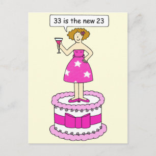33rd Birthday Humor for Her Postkarte