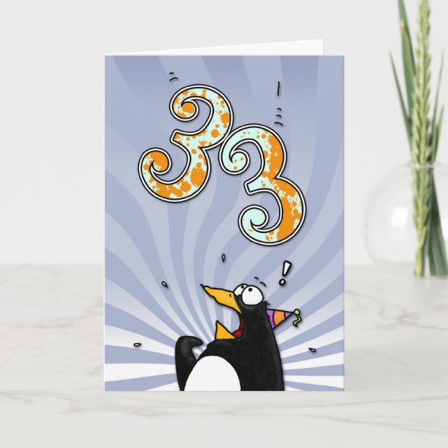33rd Birthday - Penguin Surprise Card Karte (Vorderseite)