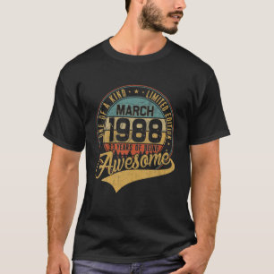 33Rd Geburtstagsgeschenk Retro März 1988 33 Yrs Ol T-Shirt