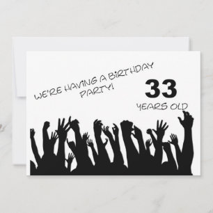 33rd party invitation with cheering crowds einladung