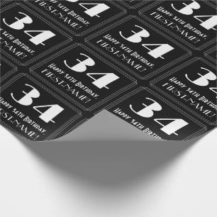 34. Geburtstag - Art Deco Inspiriert Look "34", Na Geschenkpapier