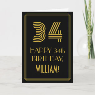 34. Geburtstag: Art Deco inspirierter Look "34" &  Karte