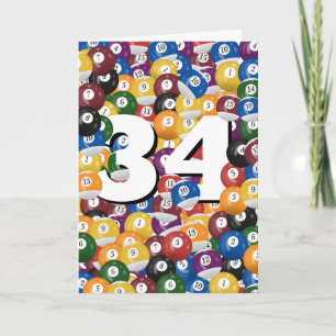 34. Geburtstag Billiard Balls Karte