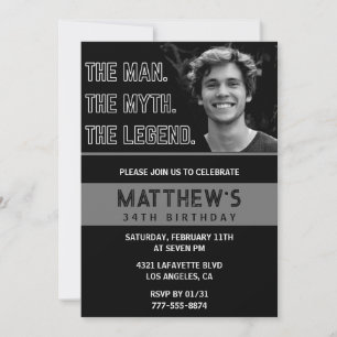 34. Geburtstag Einladungen Black The Man The Legen