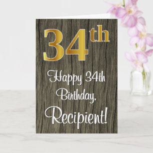 34. Geburtstag: Elegantes falsches Gold Look #, Fa Karte
