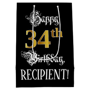 34. Geburtstag ~ Extravagantes Drehbuch; Imitate G Mittlere Geschenktüte