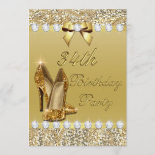34. Geburtstag klassische Gold Heelse Sequins Diam Einladung