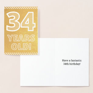 34. Geburtstag: kühl "34 JAHRE ALT!" Gold Foil Car Folienkarte