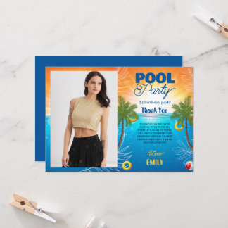 34. Geburtstag Pool Party Dankeschön Karte
